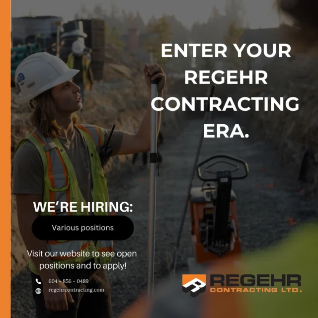 ✨Enter your Regehr Contracting era! ✨

Ready to build a future with us? We’re looking for hardworking, motivated individuals to join our growing team. Whether you’re just starting out or looking to take your career to the next level, now’s your chance to be part of something bigger. Apply today and let’s build something great together! #Hiring #ConstructionCareers #RegehrContracting #JoinOurTeam #WorkWithUs #BuildYourFuture